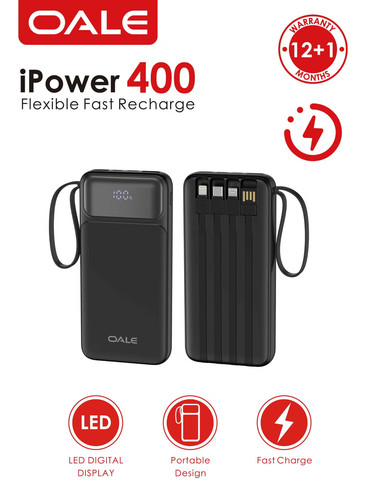 پاوربانک OALE مدل Ipower 400 ظرفیت 10 هزار میلی آمپر
